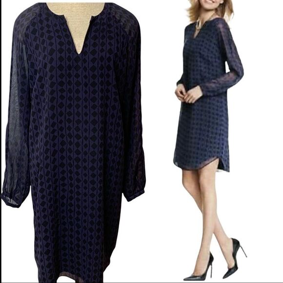 CAbi Style 3102 Harlequin Purple Black Diamond Print Shift Tunic Shirt Dress Med - Picture 1 of 9